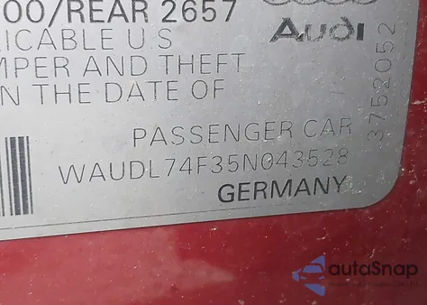 2005 Audi A6 4.2 из США, поврежденный, VIN WAUDL74F35N043528